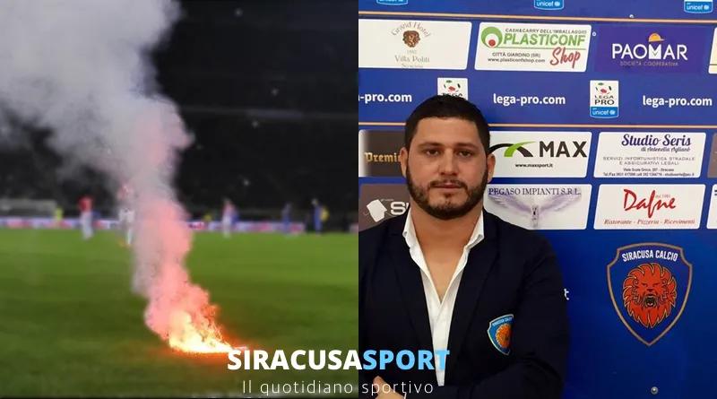 Siracusa Calcio, il DG Cutrufo: “Purtroppo petardi lanciati da Nostri sostenitori”