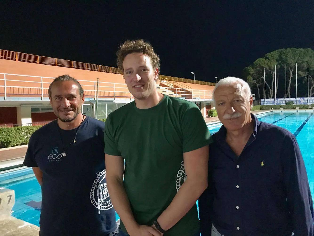 Pallanuoto, rimo allenamento, questa mattina, per Robin Lindhout, l’olandese neo acquisto del Circolo Canottieri Ortigia